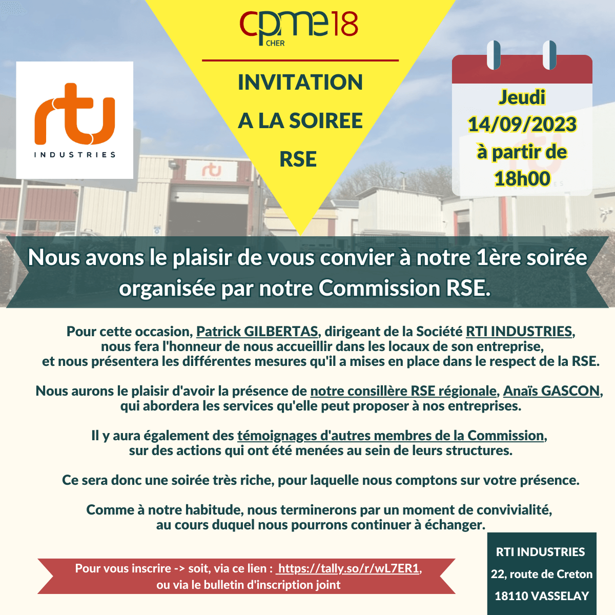 CPME 18 INVITATION A LA SOIREE RSE DU 14/09/2023